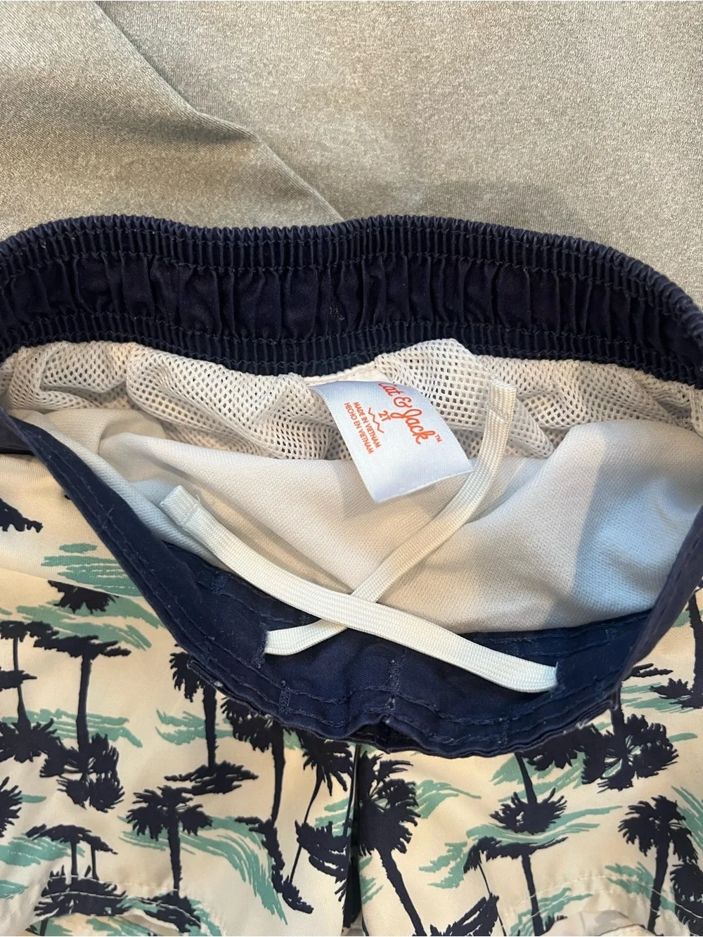 Cat & Jack Navy and Teal Palm Print Swim Shorts